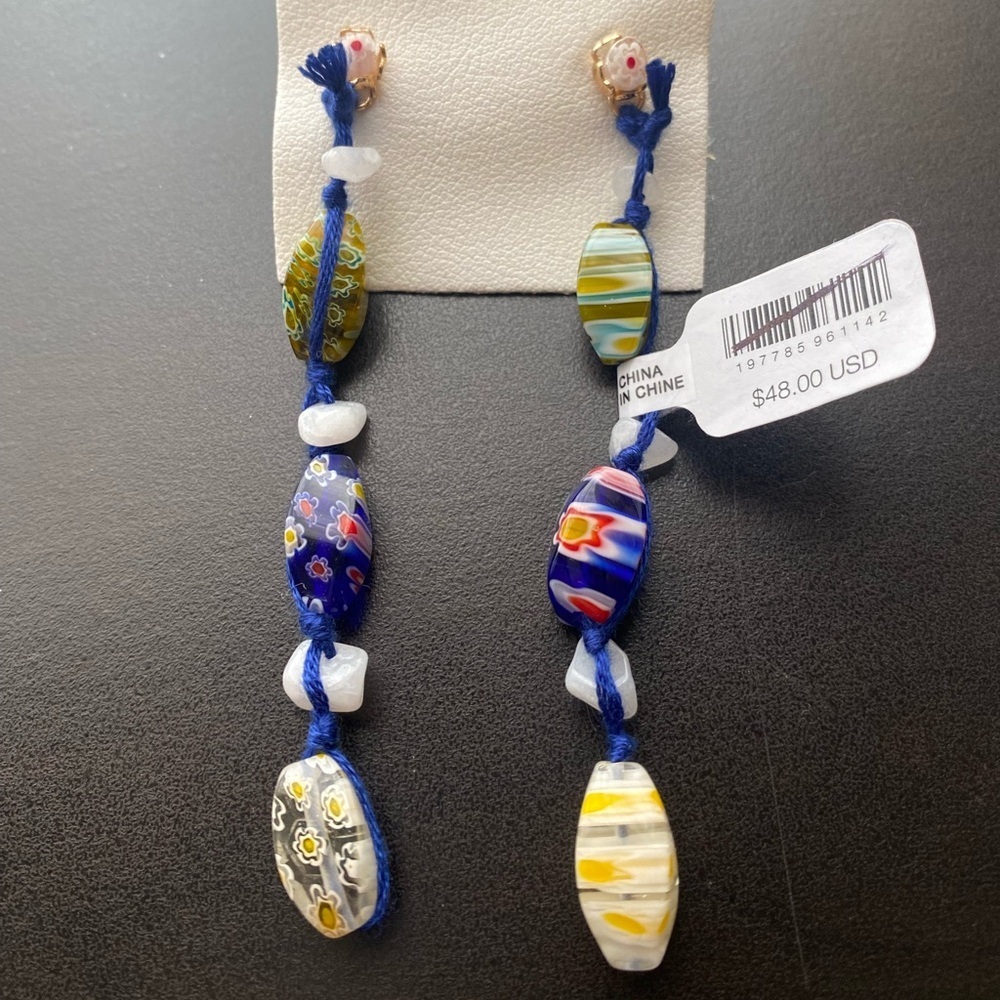 NEW Free People x Ariana Ost Voyage Dangle Earrings in Blue - Picture 3 of 3
